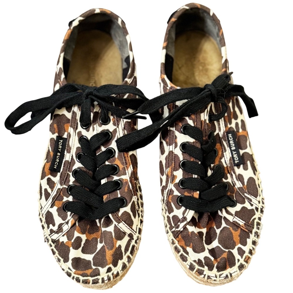 Authentic Tory Burch Leopard Print Espadrille Sneakers Size 6.5 NWOB, NWOT